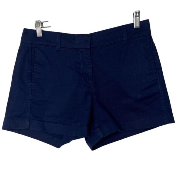 J Crew Womens Size 4 Stretch Chino Short Navy Blue FLAW Preppy Coastal Nautical - Picture 2 of 12
